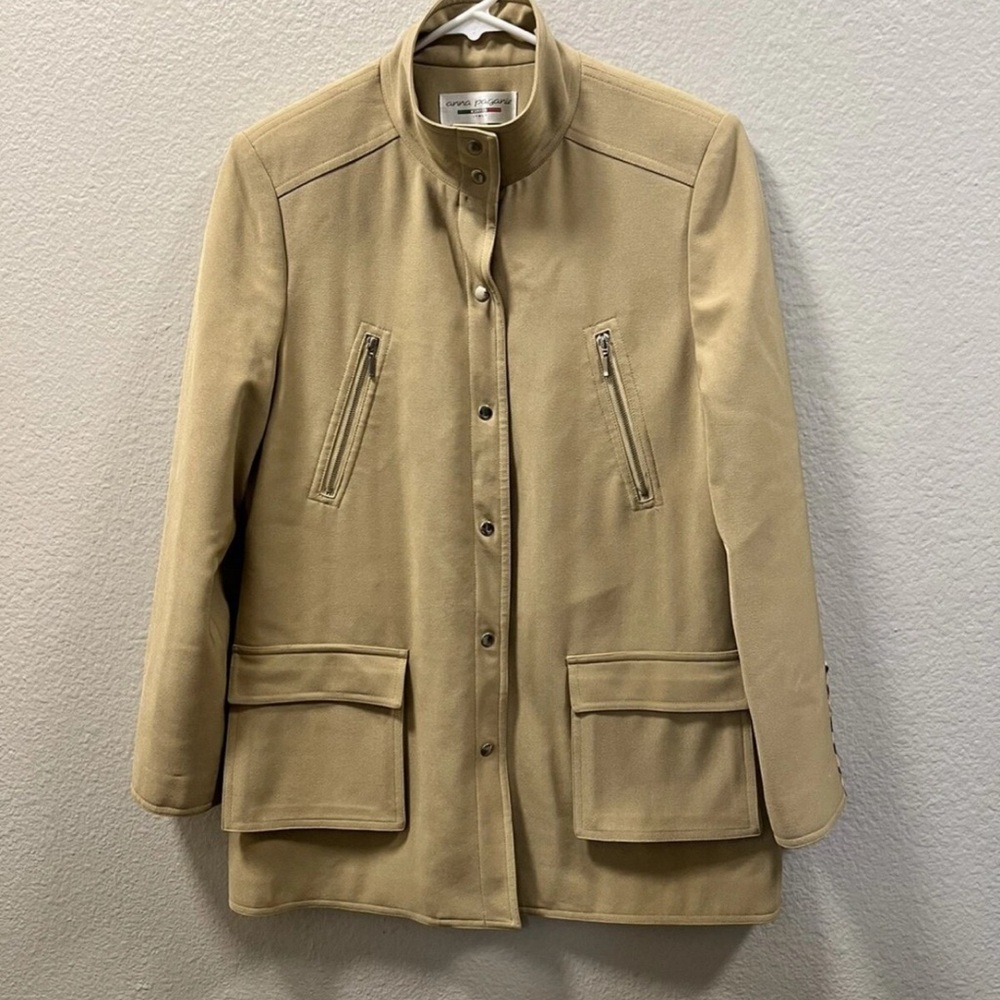 Anna Paganie Woman’s Lined Coat Jacket Wool Blend Beige Size 38 Italy 8 U.S